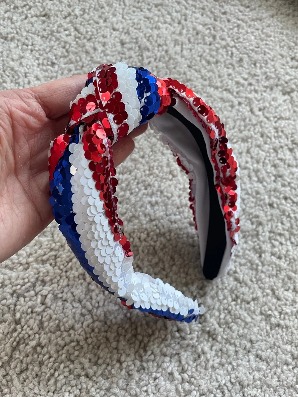 Sequin Knotted Headband in Red White & Blue - Patriotic USA Fourth of July